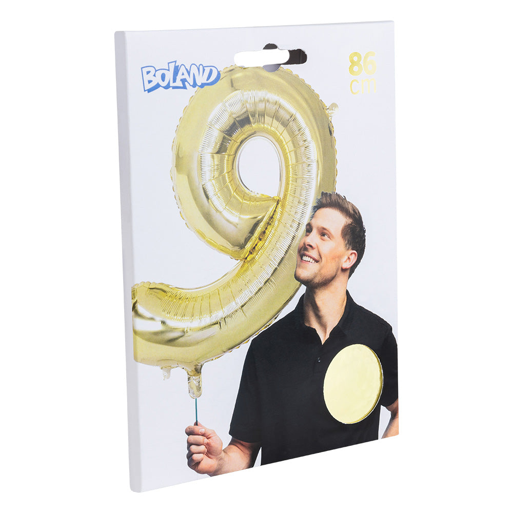 Ballon Chiffre 9 Or 86cm - Décoration Anniversaire et Fête