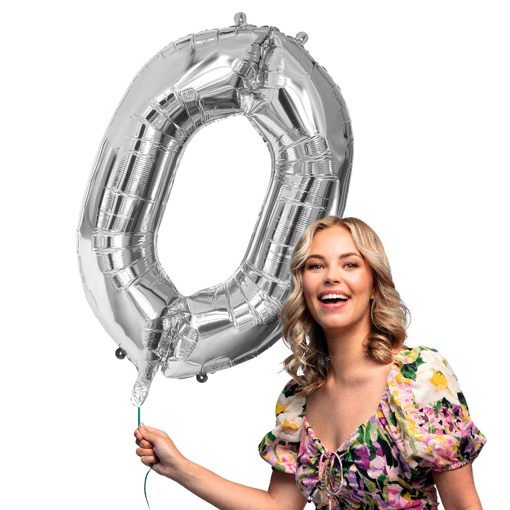 Ballon Géant Chiffre 0 Argent 86 cm - Fête et Anniversaire