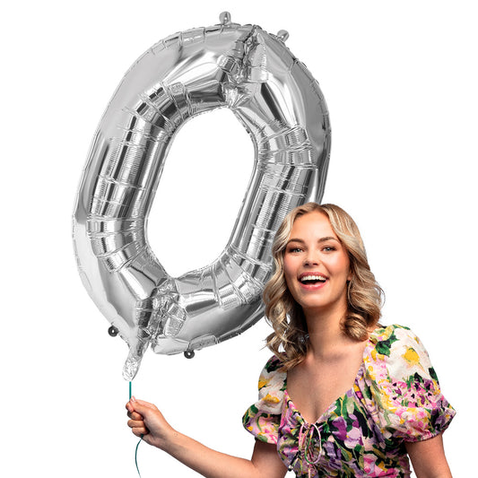 Ballon Géant Chiffre 0 Argent 86 cm - Fête et Anniversaire