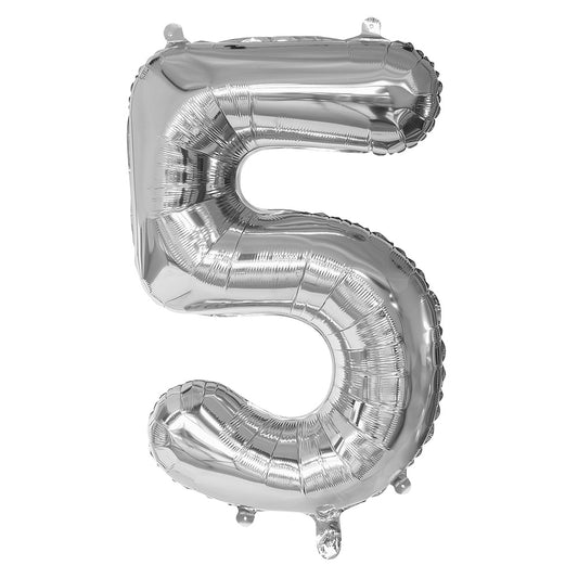 Ballon Chiffre 5 Argent 86 cm - Fête et Anniversaire