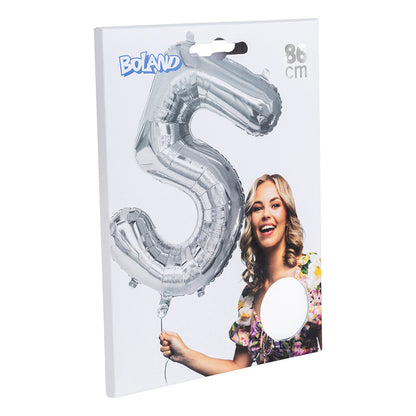 Ballon Chiffre 5 Argent 86 cm - Fête et Anniversaire