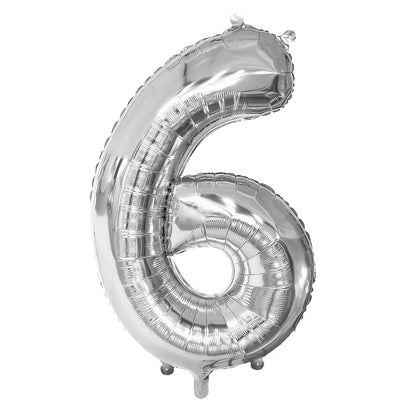 Ballon Géant Chiffre 6 Argent 86cm - Fête et Anniversaire