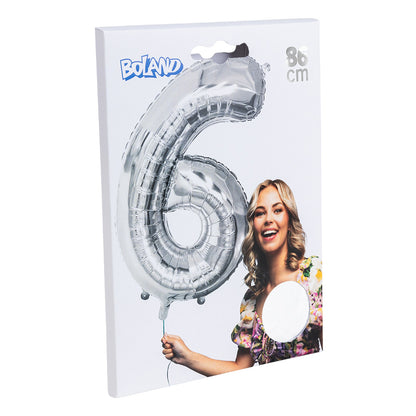 Ballon Géant Chiffre 6 Argent 86cm - Fête et Anniversaire