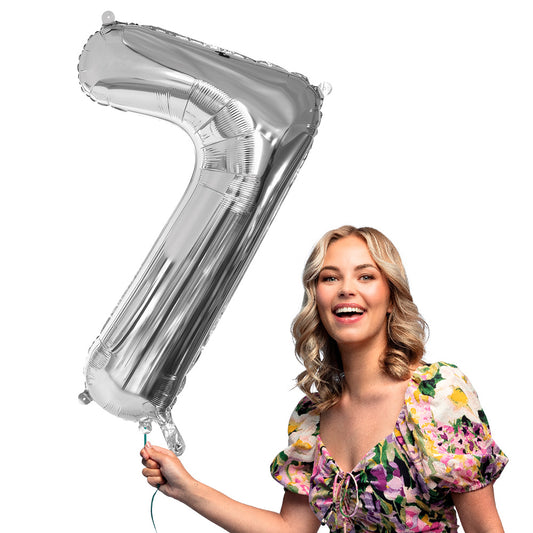 Ballon Chiffre 7 Argent 86 cm - Décoration Fête Anniversaire