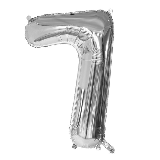 Ballon Chiffre 7 Argent 86 cm - Décoration Fête Anniversaire