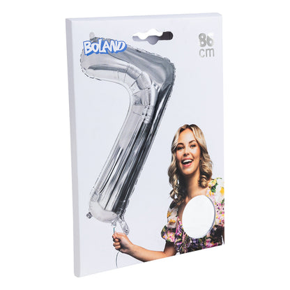 Ballon Chiffre 7 Argent 86 cm - Décoration Fête Anniversaire
