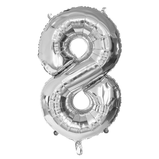 Ballon Chiffre 8 Argent 86 cm - Décoration Anniversaire