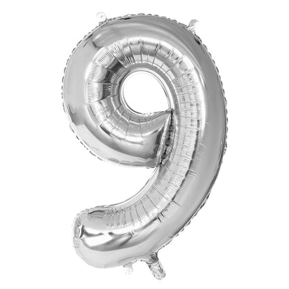 Ballon Chiffre 9 Géant 86cm Argent - Fête & Anniversaire