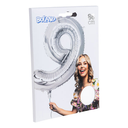 Ballon Chiffre 9 Géant 86cm Argent - Fête & Anniversaire