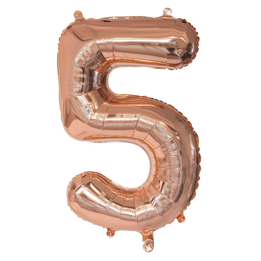 Ballon Chiffre 5 Rose Gold 66cm - Décoration Anniversaire