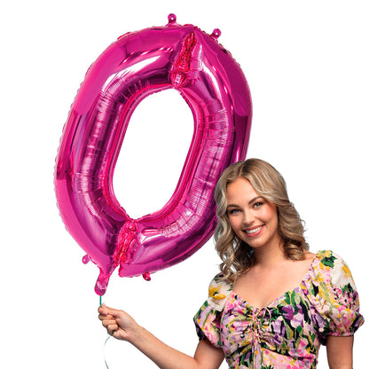 Ballon Chiffre 0 Rose Fuchsia 86cm - Décoration Fête