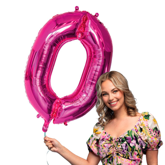 Ballon Chiffre 0 Rose Fuchsia 86cm - Décoration Fête