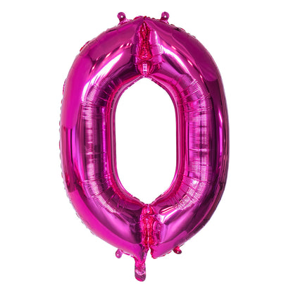 Ballon Chiffre 0 Rose Fuchsia 86cm - Décoration Fête
