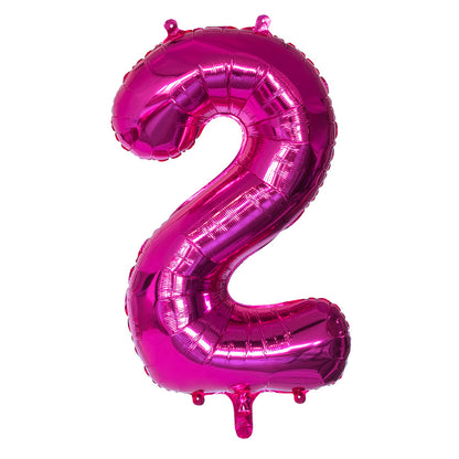 Ballon Chiffre 2 Fuchsia 86cm - Décoration Anniversaire