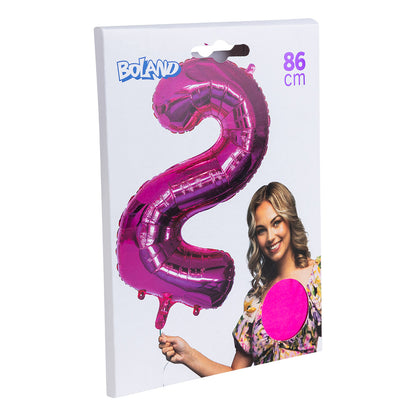 Ballon Chiffre 2 Fuchsia 86cm - Décoration Anniversaire