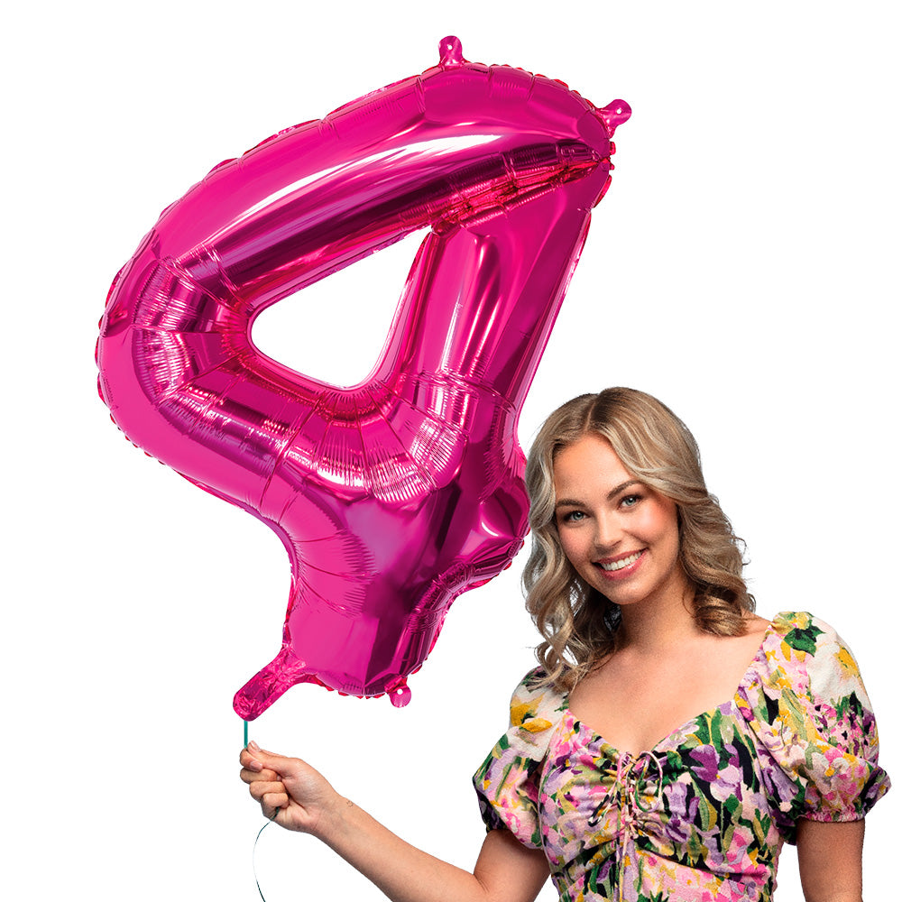 Ballon Chiffre 4 Fuchsia 86cm - Decoration Fete