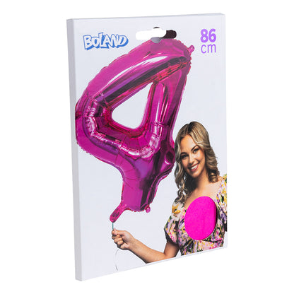 Ballon Chiffre 4 Fuchsia 86cm - Decoration Fete