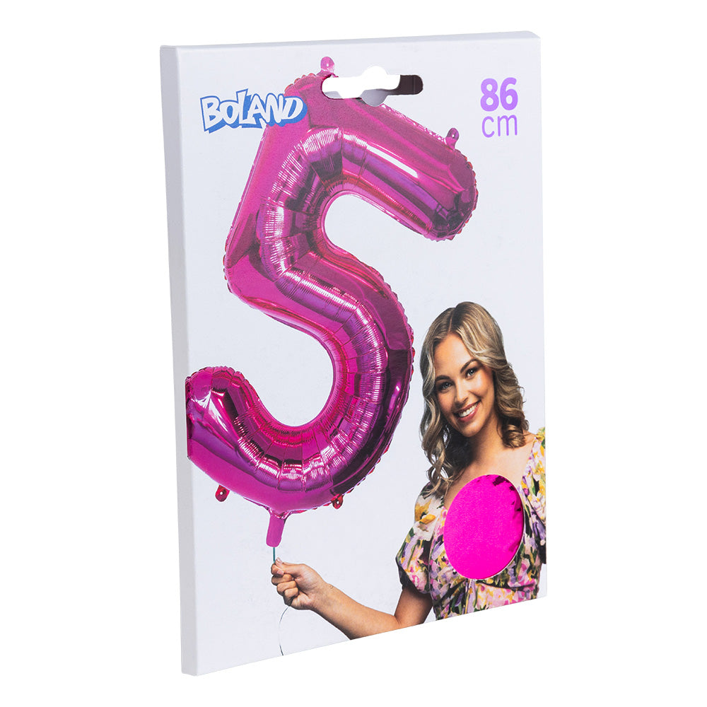 Ballon Chiffre 5 Géant Rose Fuchsia 86cm - Fête & Anniversaire