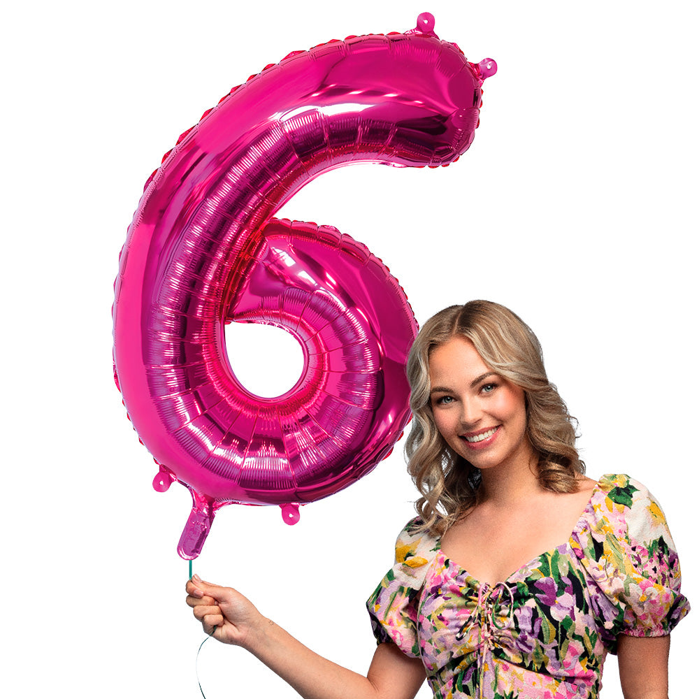 Ballon Chiffre 6 Fuchsia 86cm - Décoration Anniversaire