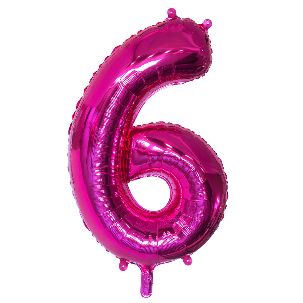 Ballon Chiffre 6 Fuchsia 86cm - Décoration Anniversaire