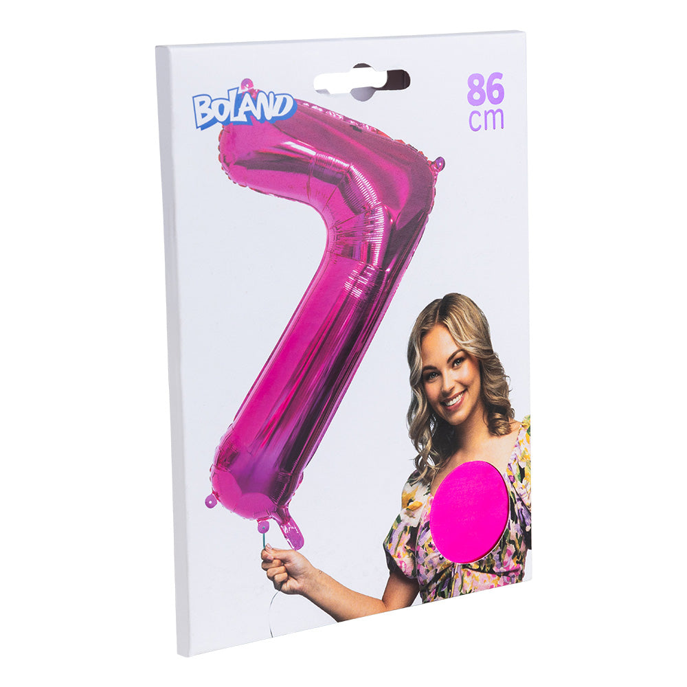 Ballon Chiffre 7 Rose Fuchsia 86 cm - Géant Hélium