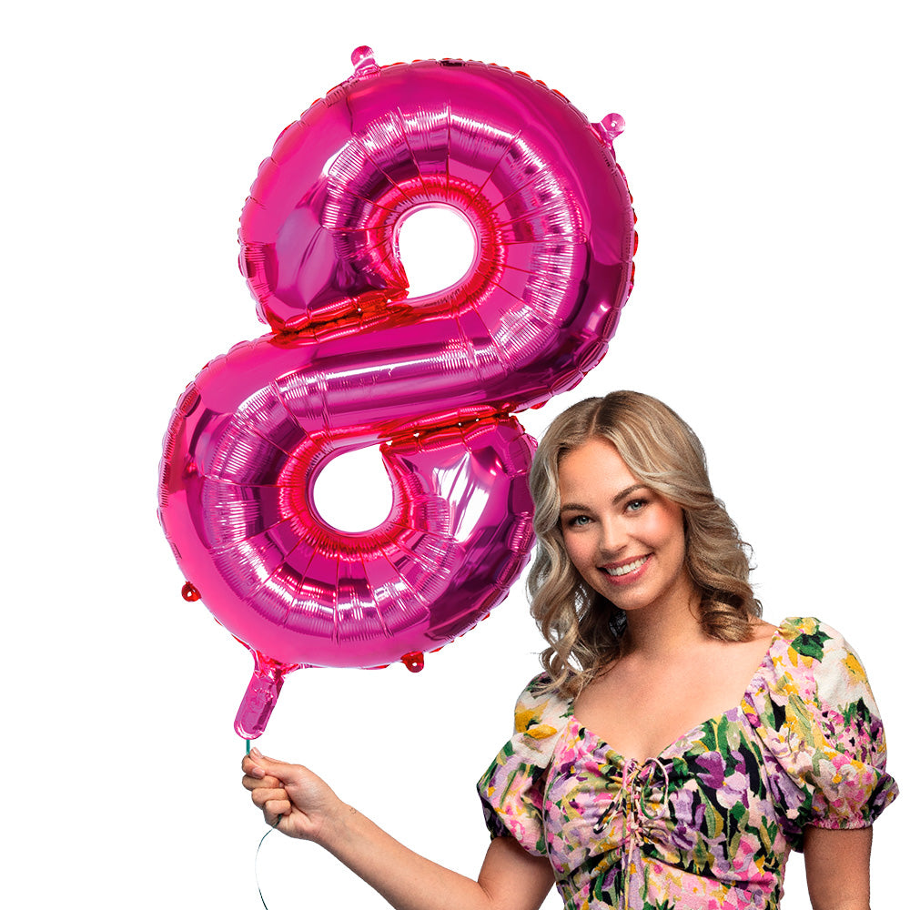 Ballon Chiffre 8 Rose Fuchsia Géant 86 cm