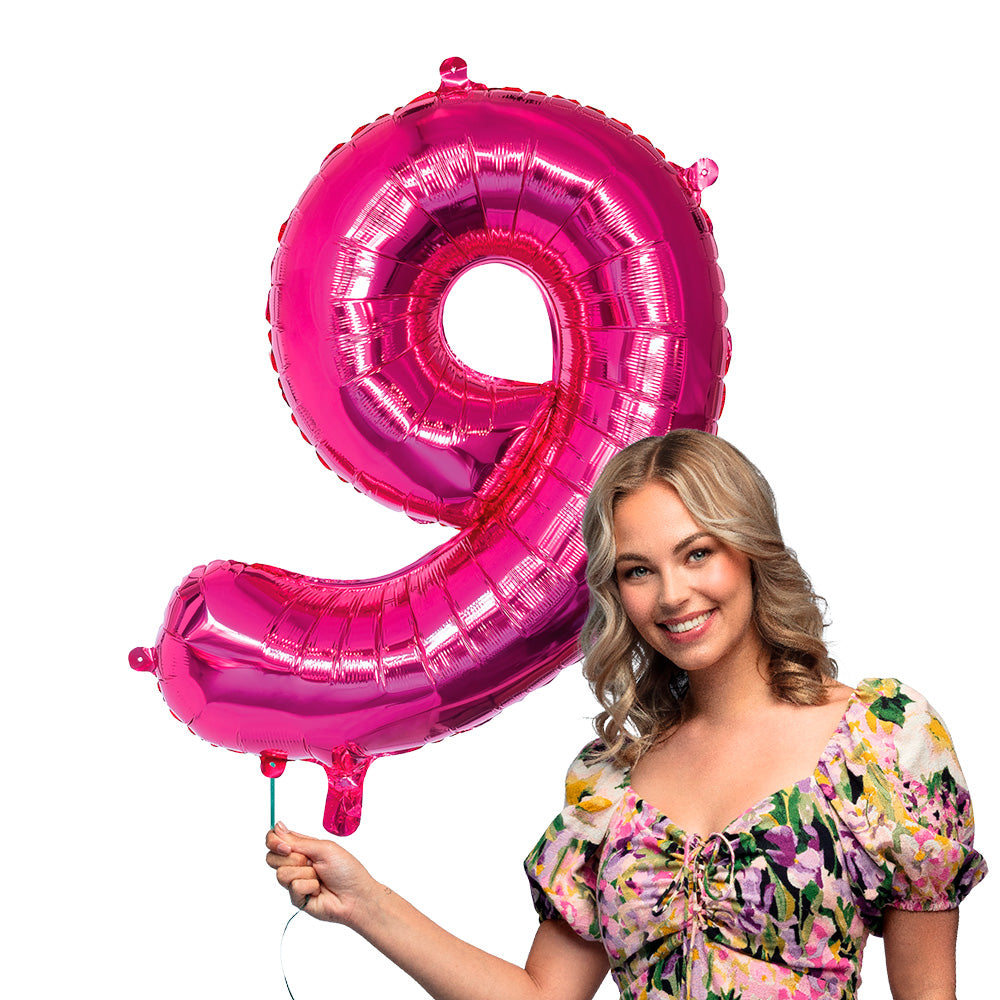 Ballon Géant Chiffre 9 Rose Fushia 86cm - Fête & Anniversaire
