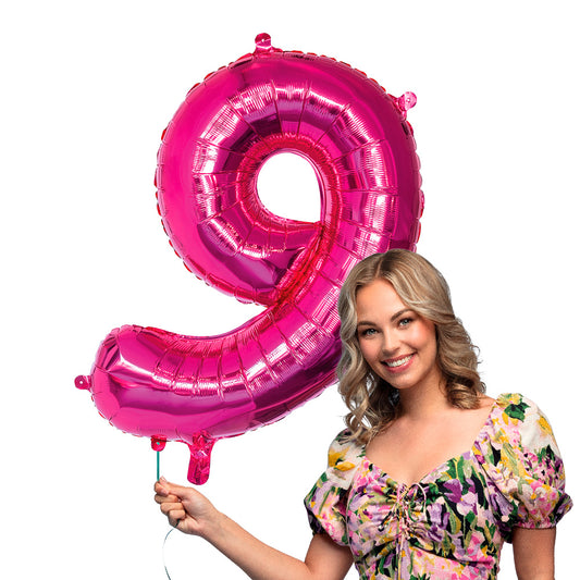 Ballon Géant Chiffre 9 Rose Fushia 86cm - Fête & Anniversaire