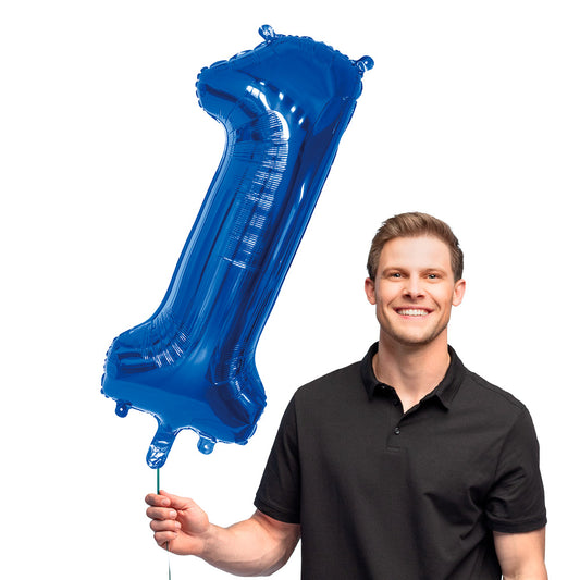 Ballon Chiffre 1 Bleu 86 cm - Géant Hélium