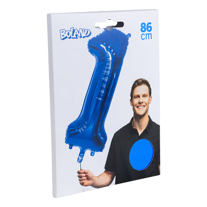 Ballon Chiffre 1 Bleu 86 cm - Géant Hélium