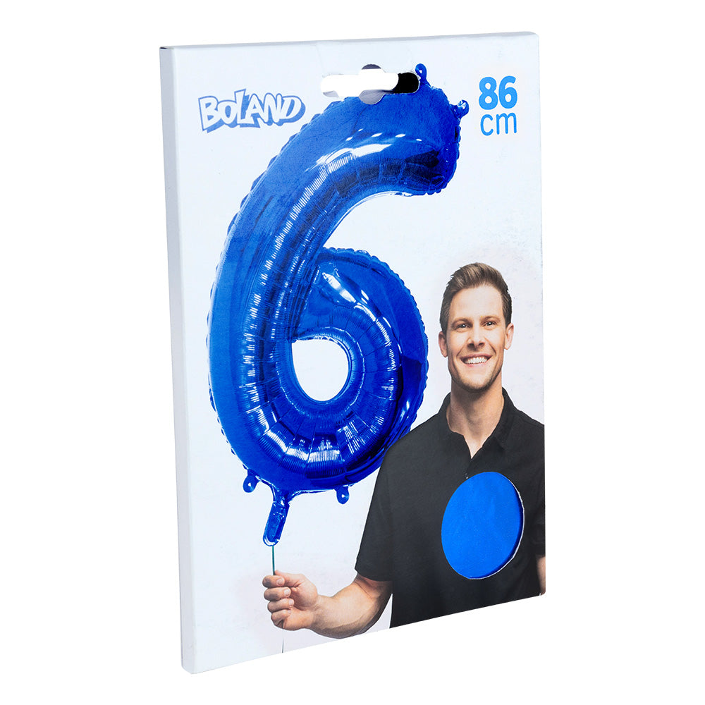 Ballon Géant Chiffre 6 Bleu 86 cm - Fête & Anniversaire