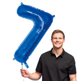 Ballon Chiffre 7 Bleu 86cm - Décoration Anniversaire
