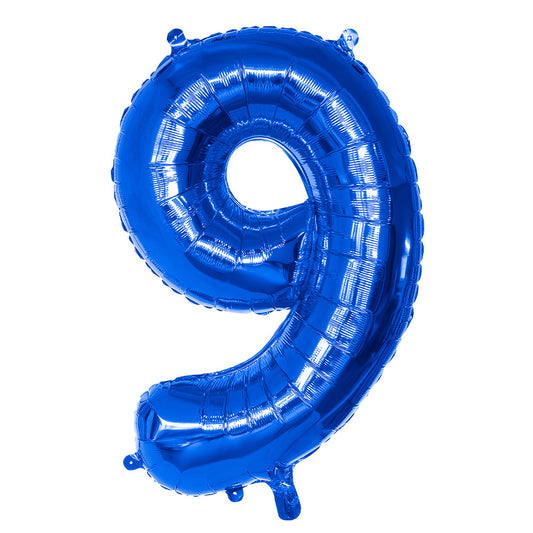 Ballon Chiffre 9 Bleu 86 cm - Hélium Géant
