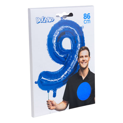 Ballon Chiffre 9 Bleu 86 cm - Hélium Géant