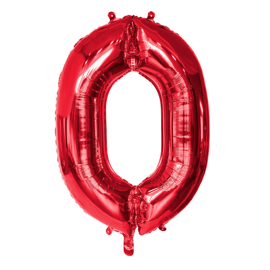 Ballon Géant Chiffre 0 Rouge 86 cm - Hélium