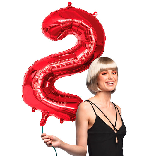 Ballon Chiffre 2 Rouge 80cm - Décoration Fête Anniversaire