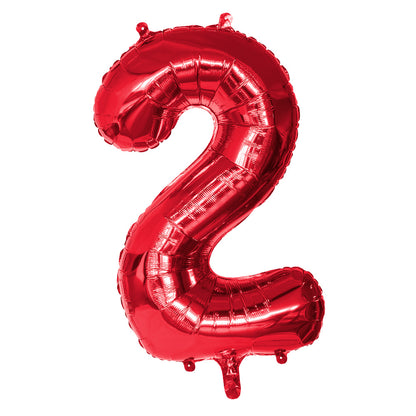 Ballon Chiffre 2 Rouge 80cm - Décoration Fête Anniversaire