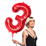 Ballon Chiffre 3 Rouge 86cm - Décoration Anniversaire