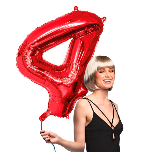 Ballon Chiffre 4 Rouge 80cm - Décoration Fête Anniversaire
