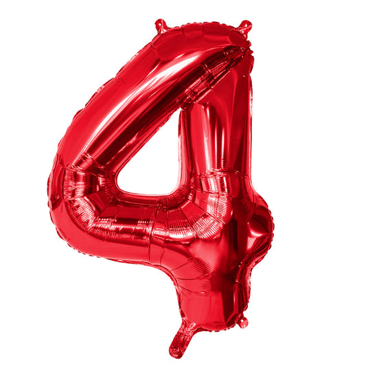 Ballon Chiffre 4 Rouge 80cm - Décoration Fête Anniversaire