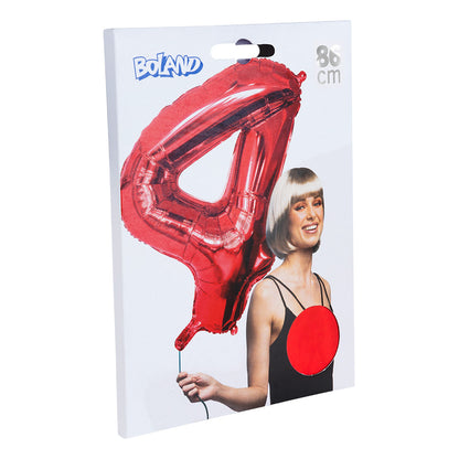 Ballon Chiffre 4 Rouge 80cm - Décoration Fête Anniversaire