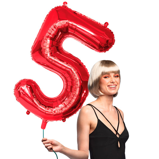 Ballon Chiffre 5 Rouge 86cm - Décoration Anniversaire
