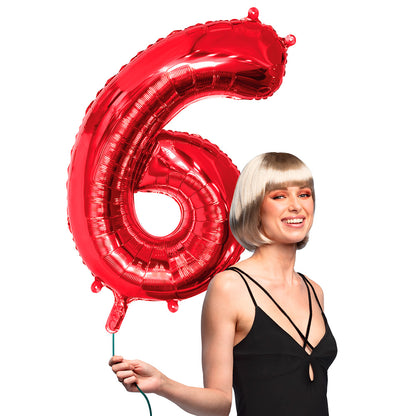 Ballon Chiffre 6 Rouge 88cm - Décoration Fête & Anniversaire