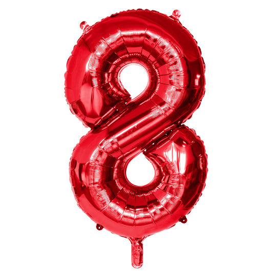 Ballon Chiffre 8 Rouge 88cm - Décoration Fête Géante