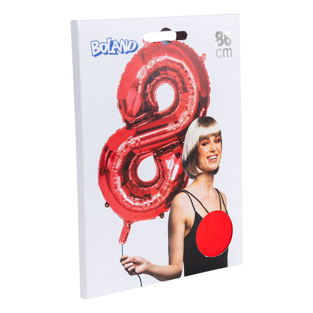 Ballon Chiffre 8 Rouge 88cm - Décoration Fête Géante