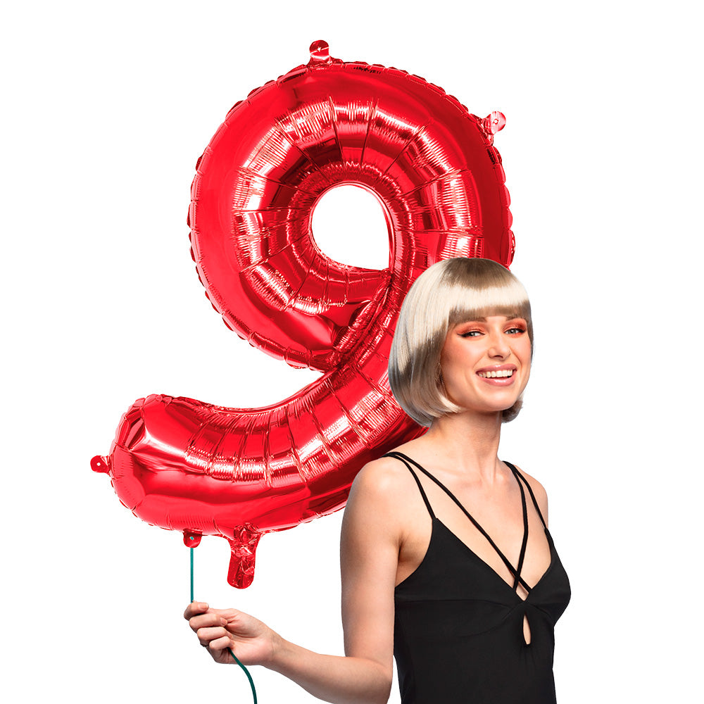 Ballon Chiffre 9 Rouge 86cm - Fête et Anniversaire