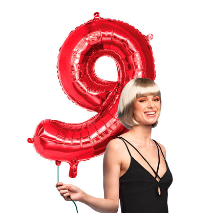 Ballon Chiffre 9 Rouge 86cm - Fête et Anniversaire