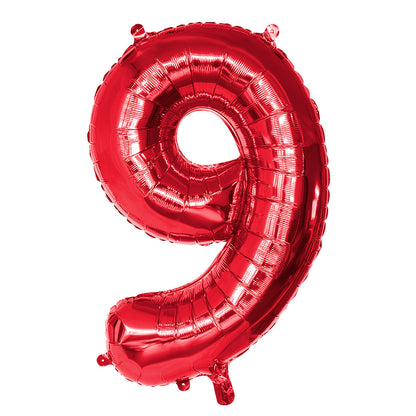 Ballon Chiffre 9 Rouge 86cm - Fête et Anniversaire