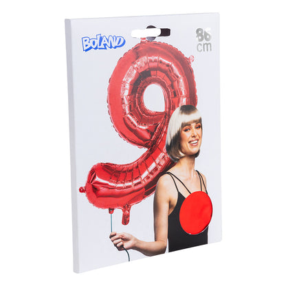 Ballon Chiffre 9 Rouge 86cm - Fête et Anniversaire