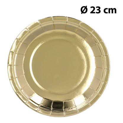 Assiette Dorée 23 cm - Vaisselle de Fête Élégante
